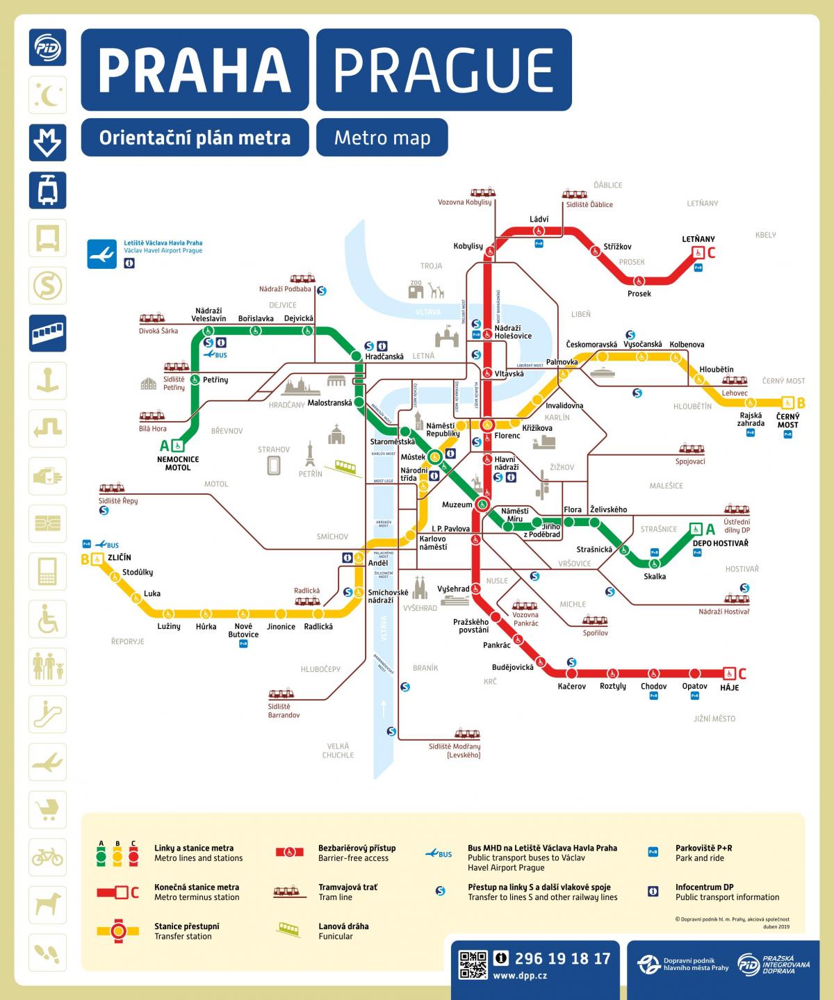 карта станций пражского метро