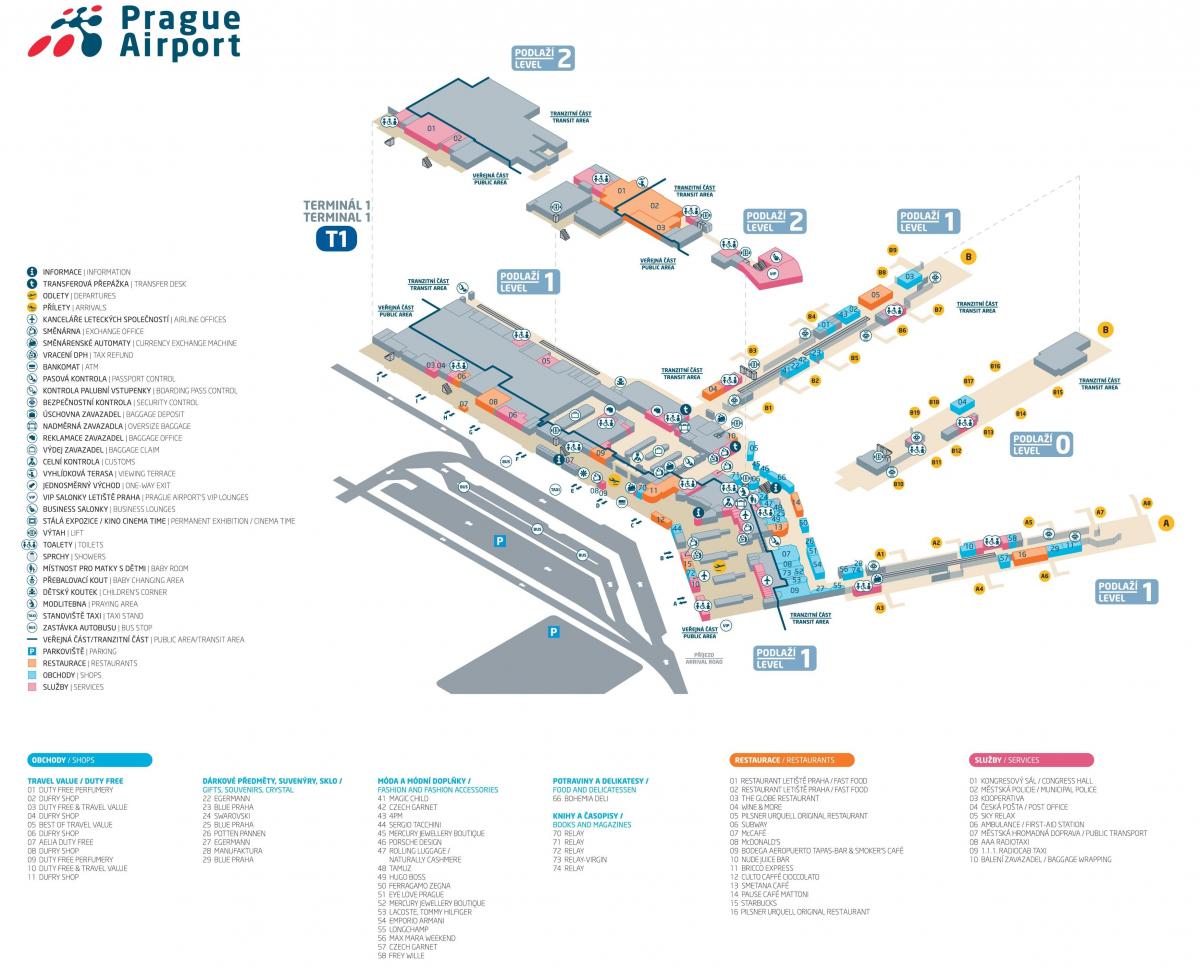 карта терминала Пражского аэропорта
