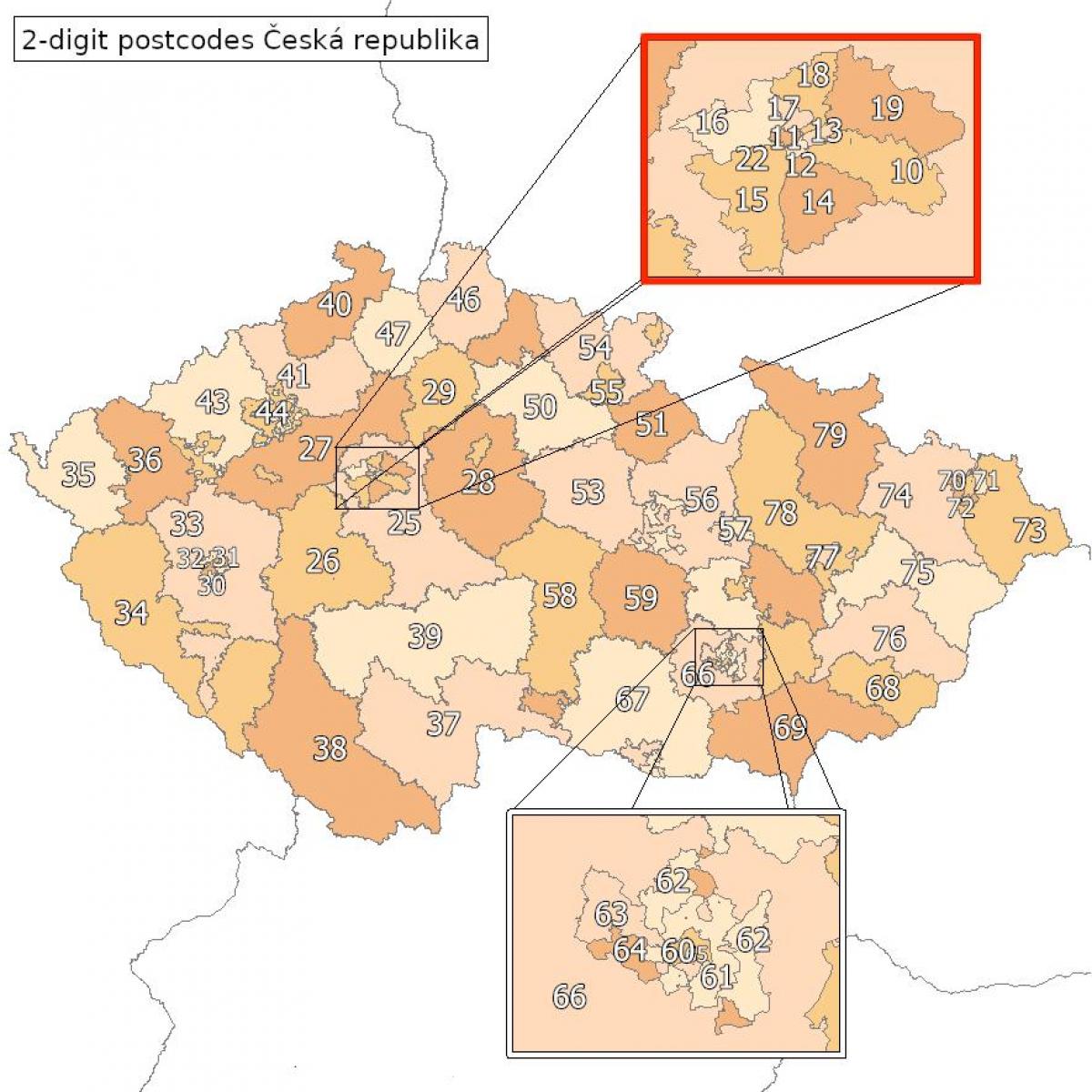карта почтовых индексов Праги