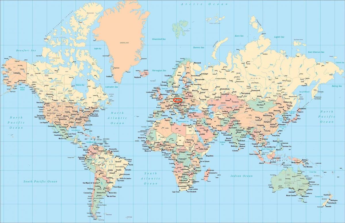 местоположение Праги на карте мира