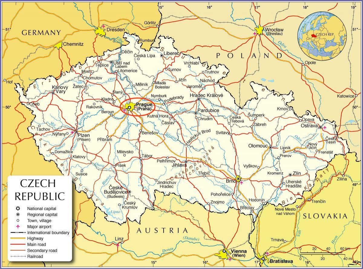 Прага на карте Чехии